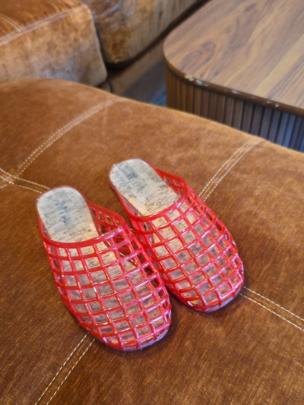 Red Women’s Slip-On Woven Mules